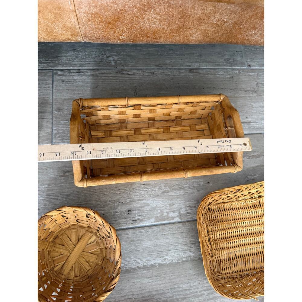 Vintage Woven Boho Wall Basket Set 5 Pcs - Picture 2 of 7